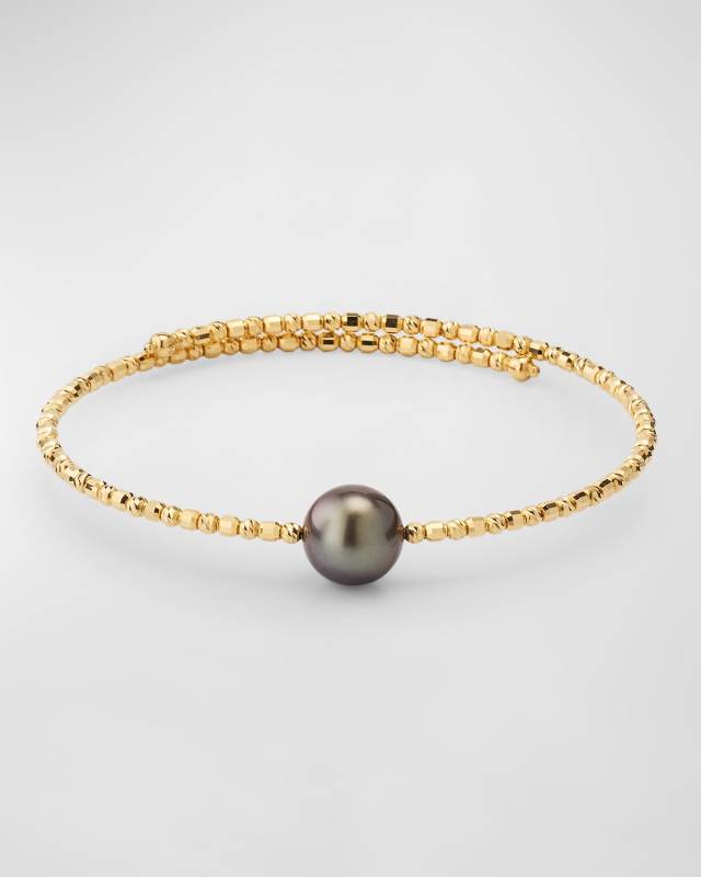18K Yellow Gold Tahitian Pearl Wrap Bracelet